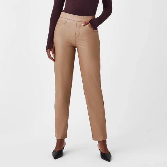SPANX Pants - Spanx Leather-Like Straight Leg Pant - Toffee - NWT - Large